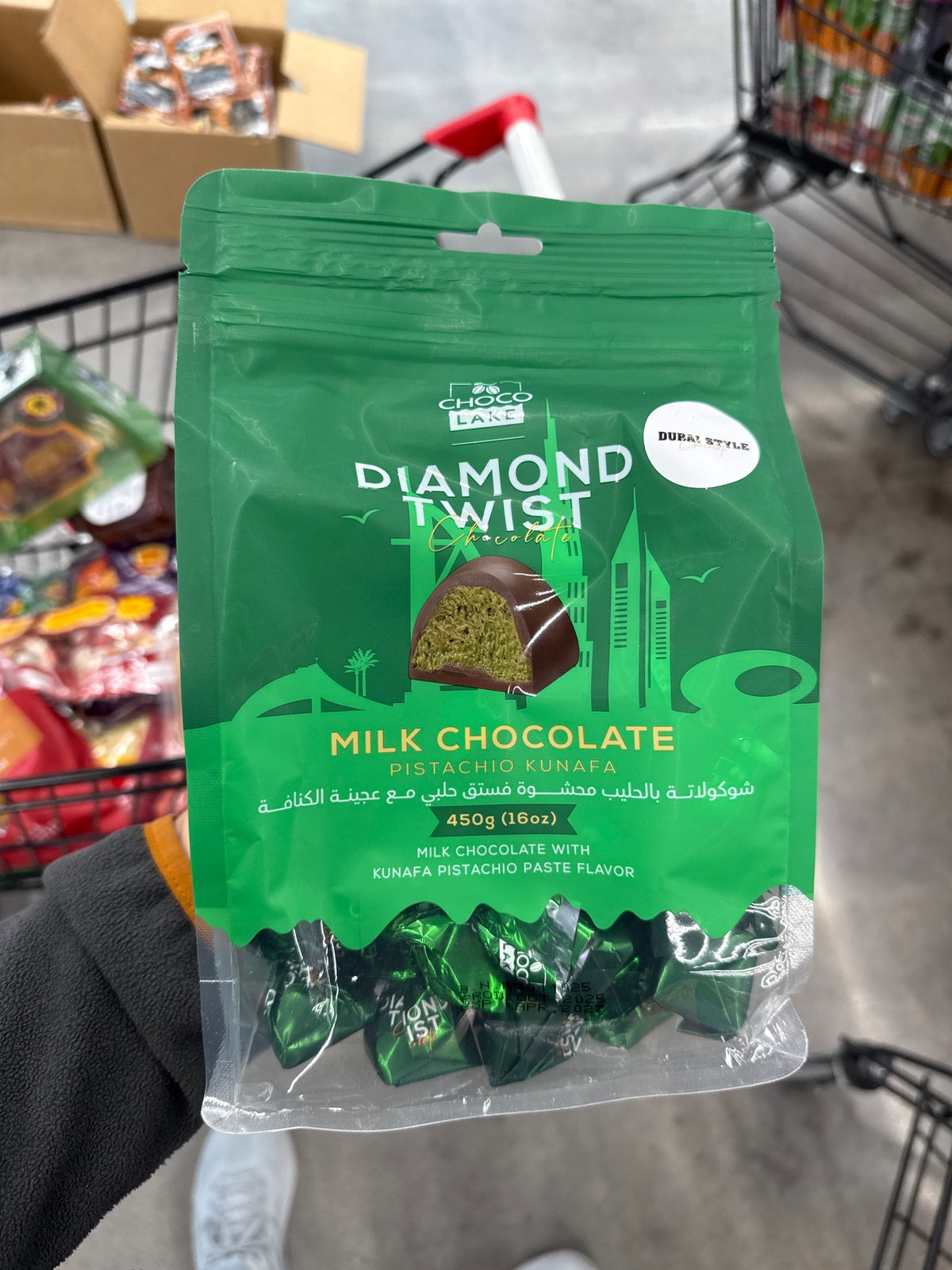 CHOCOLAKE Twist Kunafa Pistachio Choc Pouch Bag 16oz