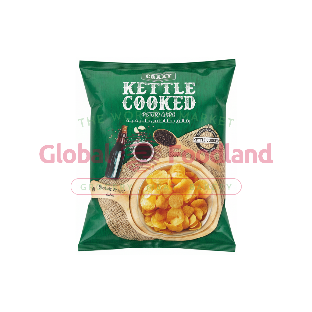 CRAXY KETTLE COOKED POTATO CHIPS VINEGAR 130G